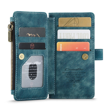For iPhone 12 / 12 Pro CaseMe-C30 PU + TPU Multifunctional Horizontal Flip Leather Case with Holder & Card Slot & Wallet & Zipper Pocket(Blue) - iPhone 12 / 12 Pro Cases by CaseMe | Online Shopping UK | buy2fix