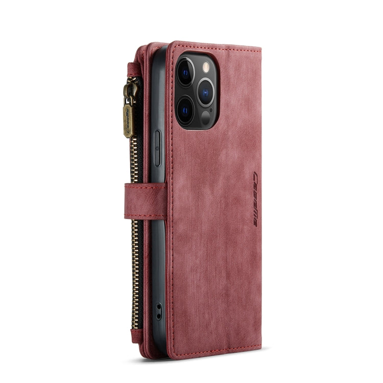 For iPhone 12 Pro Max CaseMe-C30 PU + TPU Multifunctional Horizontal Flip Leather Case with Holder & Card Slot & Wallet & Zipper Pocket(Red) - iPhone 12 Pro Max Cases by CaseMe | Online Shopping UK | buy2fix