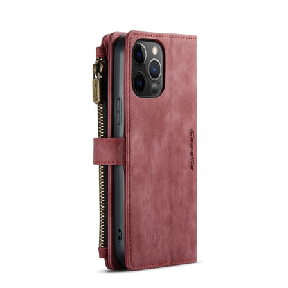 For iPhone 12 Pro Max CaseMe-C30 PU + TPU Multifunctional Horizontal Flip Leather Case with Holder & Card Slot & Wallet & Zipper Pocket(Red) - iPhone 12 Pro Max Cases by CaseMe | Online Shopping UK | buy2fix
