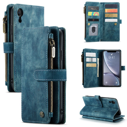 For iPhone XR CaseMe-C30 PU + TPU Multifunctional Horizontal Flip Leather Case with Holder & Card Slot & Wallet & Zipper Pocket(Blue) - More iPhone Cases by CaseMe | Online Shopping UK | buy2fix