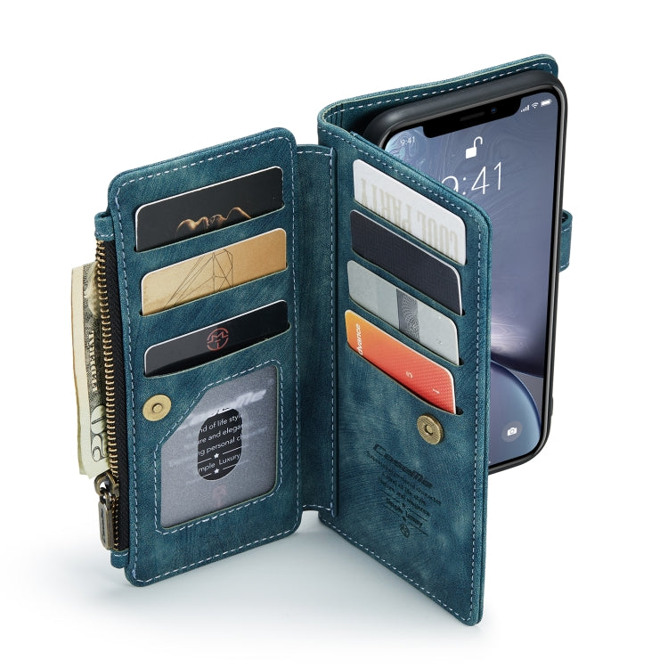For iPhone XR CaseMe-C30 PU + TPU Multifunctional Horizontal Flip Leather Case with Holder & Card Slot & Wallet & Zipper Pocket(Blue) - More iPhone Cases by CaseMe | Online Shopping UK | buy2fix