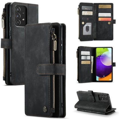 For Samsung Galaxy A52 5G / 4G CaseMe-C30 PU + TPU Multifunctional Horizontal Flip Leather Case with Holder & Card Slot & Wallet & Zipper Pocket(Black) by CaseMe