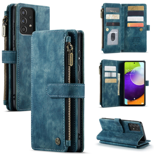 For Samsung Galaxy A52 5G / 4G CaseMe-C30 PU + TPU Multifunctional Horizontal Flip Leather Case with Holder & Card Slot & Wallet & Zipper Pocket(Blue)