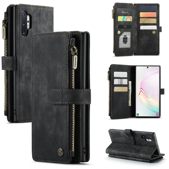 For Samsung Galaxy Note10+ CaseMe-C30 PU + TPU Multifunctional Horizontal Flip Leather Case with Holder & Card Slot & Wallet & Zipper Pocket(Black)