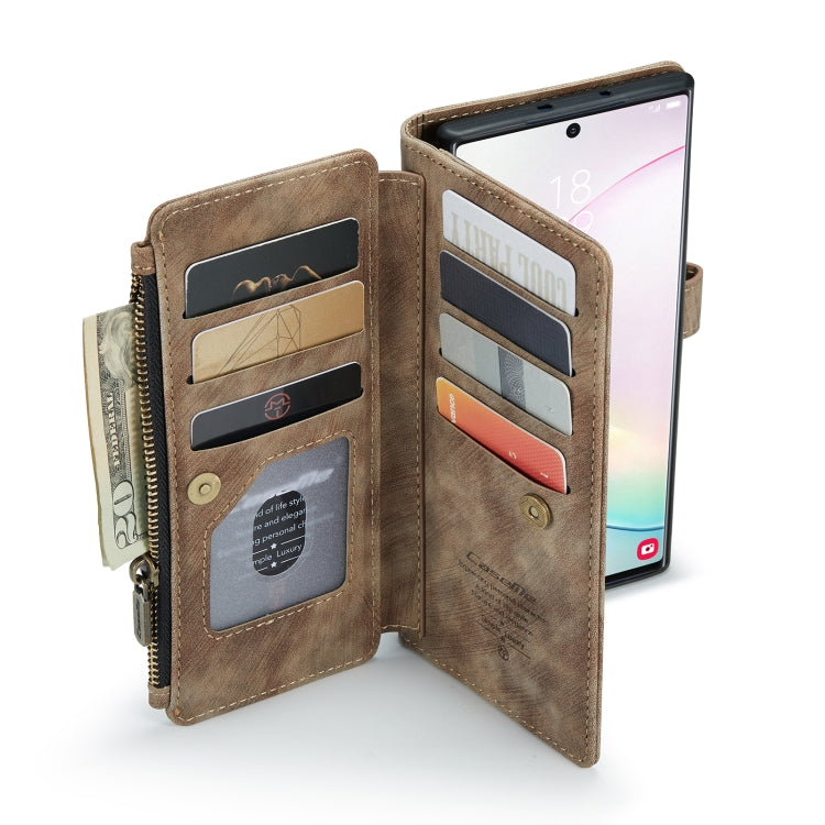 For Samsung Galaxy Note10+ CaseMe-C30 PU + TPU Multifunctional Horizontal Flip Leather Case with Holder & Card Slot & Wallet & Zipper Pocket(Brown) - Galaxy Phone Cases by CaseMe | Online Shopping UK | buy2fix