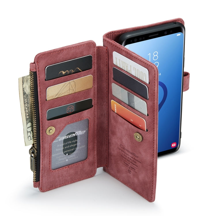 For Samsung Galaxy S9+ CaseMe-C30 PU + TPU Multifunctional Horizontal Flip Leather Case with Holder & Card Slot & Wallet & Zipper Pocket(Red) - Galaxy Phone Cases by CaseMe | Online Shopping UK | buy2fix
