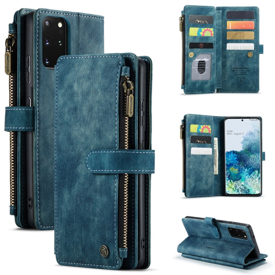 For Samsung Galaxy S20+ 5G CaseMe-C30 PU + TPU Multifunctional Horizontal Flip Leather Case with Holder & Card Slot & Wallet & Zipper Pocket(Blue)