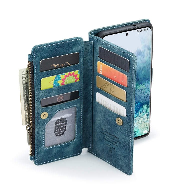 For Samsung Galaxy S20+ 5G CaseMe-C30 PU + TPU Multifunctional Horizontal Flip Leather Case with Holder & Card Slot & Wallet & Zipper Pocket(Blue) - Galaxy Phone Cases by CaseMe | Online Shopping UK | buy2fix
