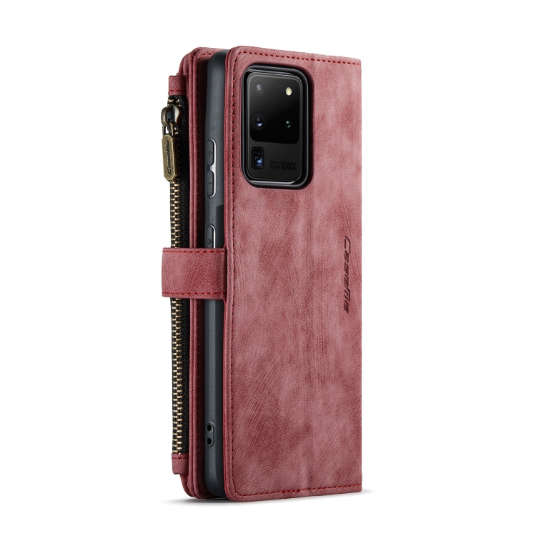 For Samsung Galaxy S20 Ultra 5G CaseMe-C30 PU + TPU Multifunctional Horizontal Flip Leather Case with Holder & Card Slot & Wallet & Zipper Pocket(Red) - Galaxy Phone Cases by CaseMe | Online Shopping UK | buy2fix