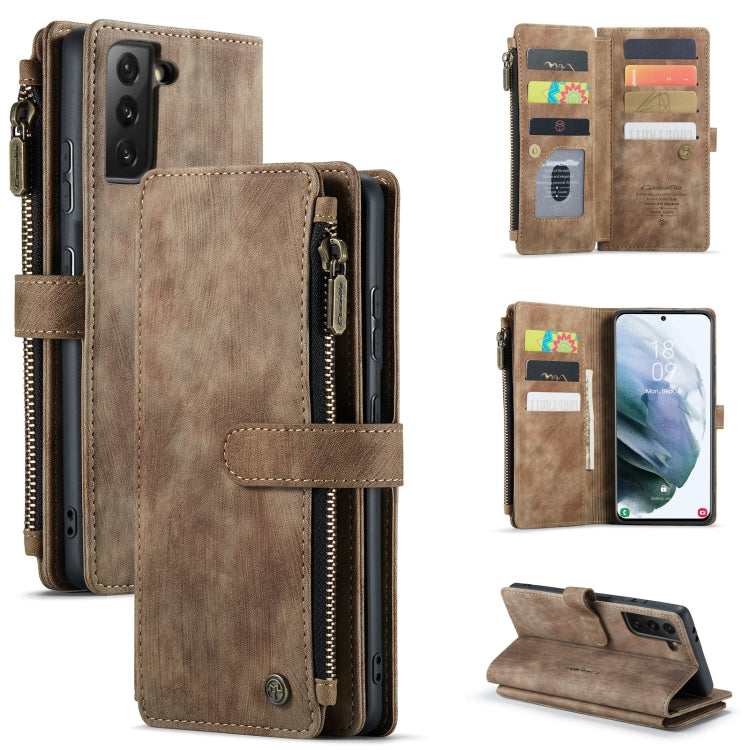 For Samsung Galaxy S21+ 5G CaseMe-C30 PU + TPU Multifunctional Horizontal Flip Leather Case with Holder & Card Slot & Wallet & Zipper Pocket(Brown) - Galaxy S21+ 5G Cases by CaseMe | Online Shopping UK | buy2fix