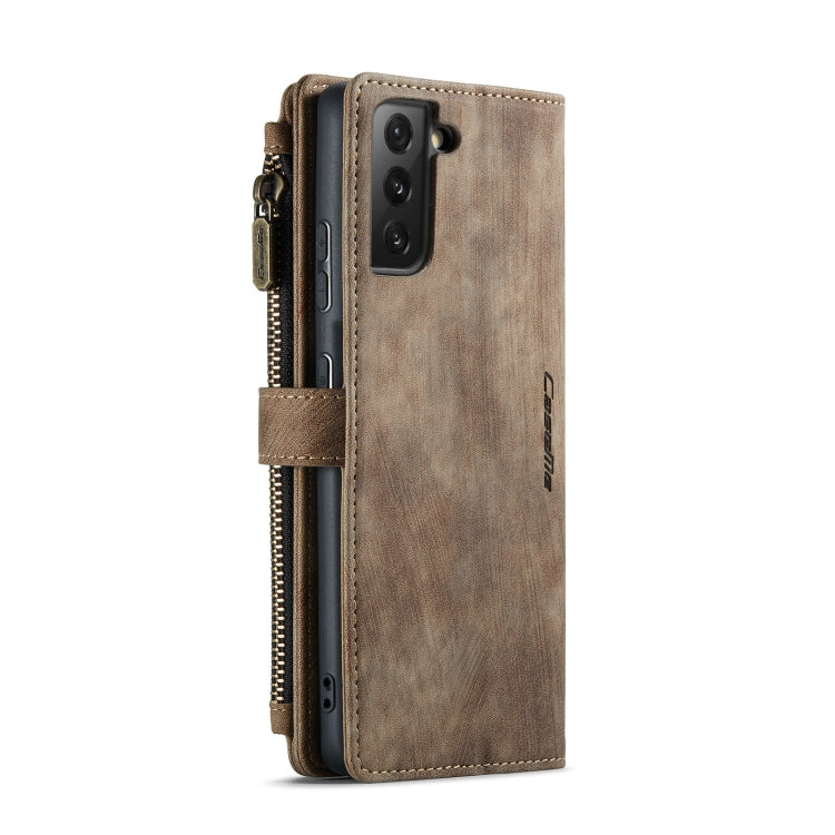 For Samsung Galaxy S21+ 5G CaseMe-C30 PU + TPU Multifunctional Horizontal Flip Leather Case with Holder & Card Slot & Wallet & Zipper Pocket(Brown) - Galaxy S21+ 5G Cases by CaseMe | Online Shopping UK | buy2fix