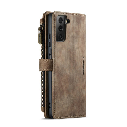 For Samsung Galaxy S21+ 5G CaseMe-C30 PU + TPU Multifunctional Horizontal Flip Leather Case with Holder & Card Slot & Wallet & Zipper Pocket(Brown) - Galaxy S21+ 5G Cases by CaseMe | Online Shopping UK | buy2fix