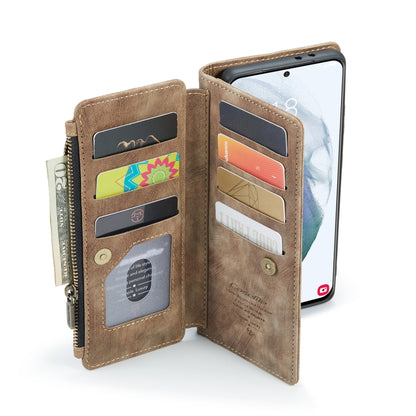 For Samsung Galaxy S21+ 5G CaseMe-C30 PU + TPU Multifunctional Horizontal Flip Leather Case with Holder & Card Slot & Wallet & Zipper Pocket(Brown) - Galaxy S21+ 5G Cases by CaseMe | Online Shopping UK | buy2fix