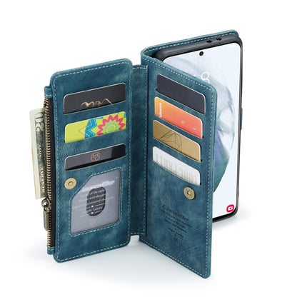 For Samsung Galaxy S21+ 5G CaseMe-C30 PU + TPU Multifunctional Horizontal Flip Leather Case with Holder & Card Slot & Wallet & Zipper Pocket(Blue) - Galaxy S21+ 5G Cases by CaseMe | Online Shopping UK | buy2fix