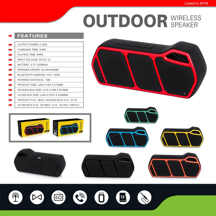 NewRixing NR-5011 Outdoor Portable Bluetooth Speakerr, Support Hands-free Call / TF Card / FM / U Disk(Yellow) - Desktop Speaker by NewRixing | Online Shopping UK | buy2fix