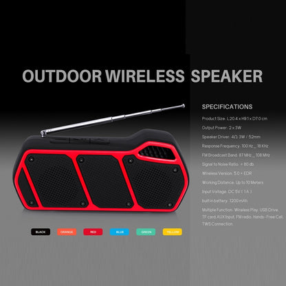 NewRixing NR-5011fm Outdoor Portable Bluetooth Speakerr, Support Hands-free Call / TF Card / FM / U Disk(Orange) - Desktop Speaker by NewRixing | Online Shopping UK | buy2fix