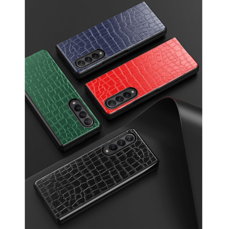 For Samsung Galaxy Z Fold3 5G Crocodile Texture Leather Folding Protective Case(Black) by buy2fix