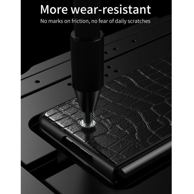 For Samsung Galaxy Z Fold3 5G Crocodile Texture Leather Folding Protective Case(Black) by buy2fix