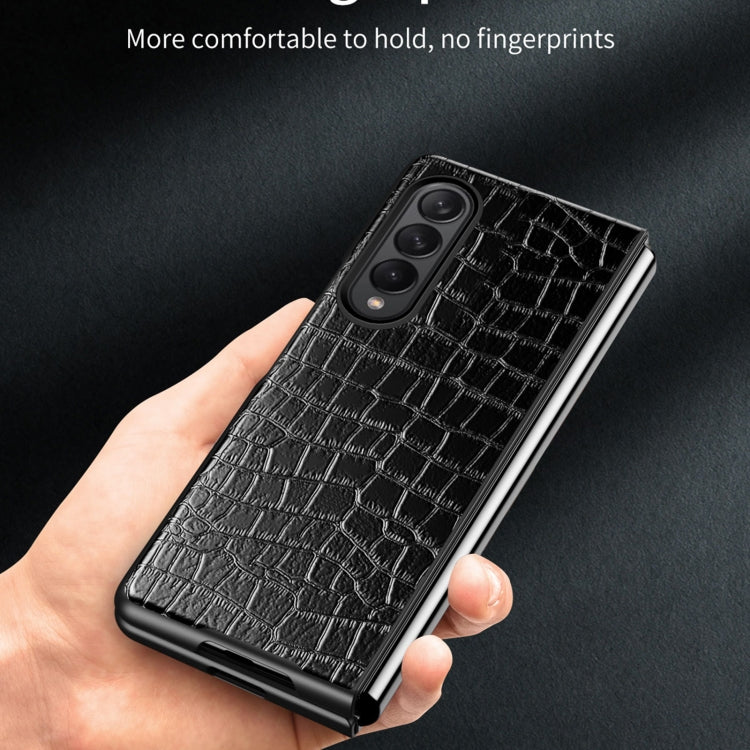 For Samsung Galaxy Z Fold3 5G Crocodile Texture Leather Folding Protective Case(Black) by buy2fix