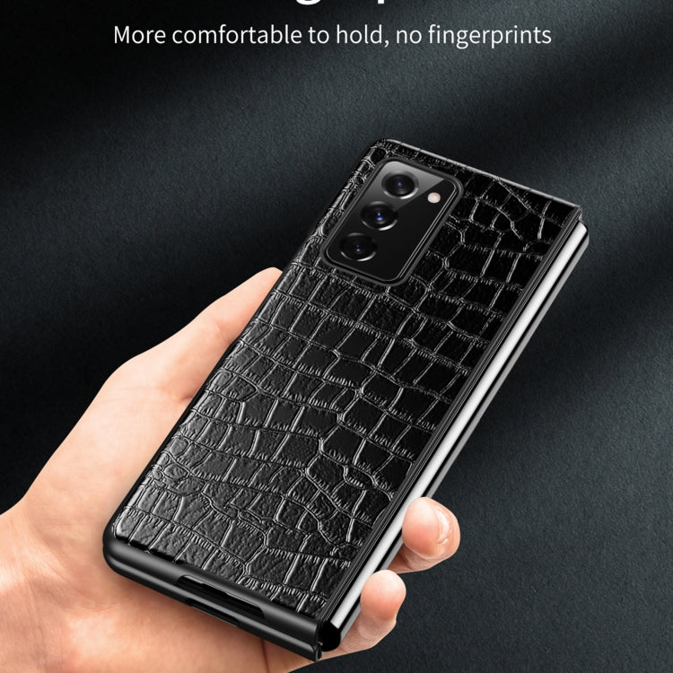 For Samsung Galaxy Z Fold2 5G Crocodile Texture Leather Folding Protective Case(Black) by buy2fix