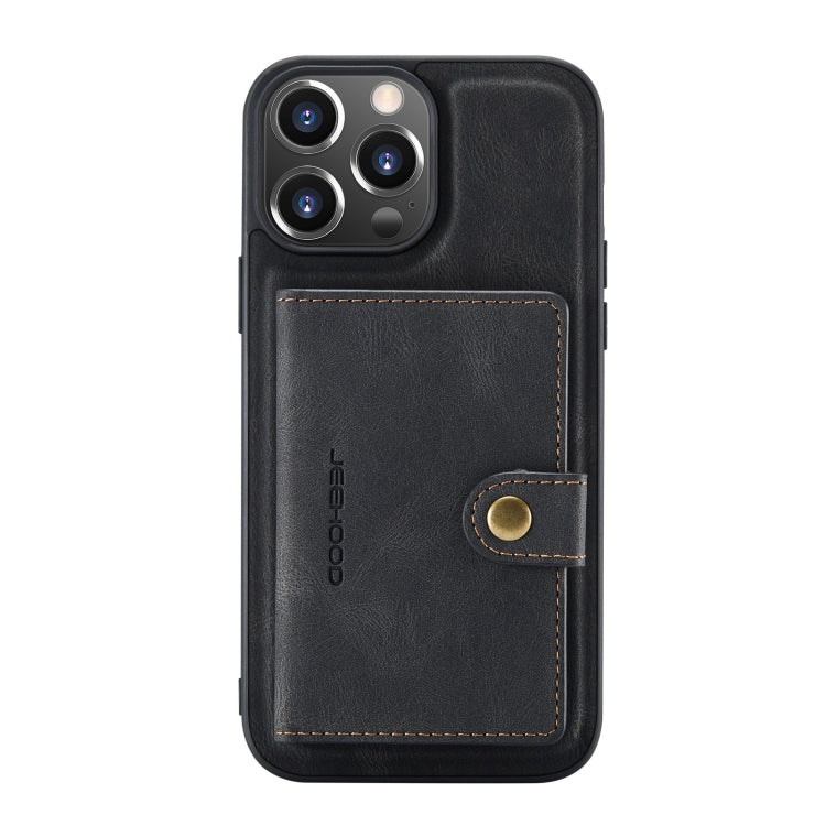 For iPhone 13 mini JEEHOOD Retro Magnetic Detachable Protective Case with Wallet & Card Slot & Holder (Black) - iPhone 13 mini Cases by JEEHOOD | Online Shopping UK | buy2fix