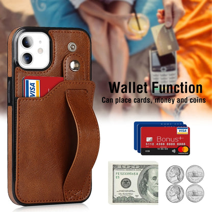 For iPhone 11 Crazy Horse Texture Shockproof TPU + PU Leather Case with Card Slot & Wrist Strap Holder (Brown) by buy2fix