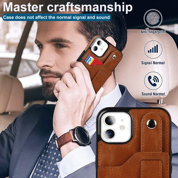 For iPhone 11 Crazy Horse Texture Shockproof TPU + PU Leather Case with Card Slot & Wrist Strap Holder (Brown) by buy2fix