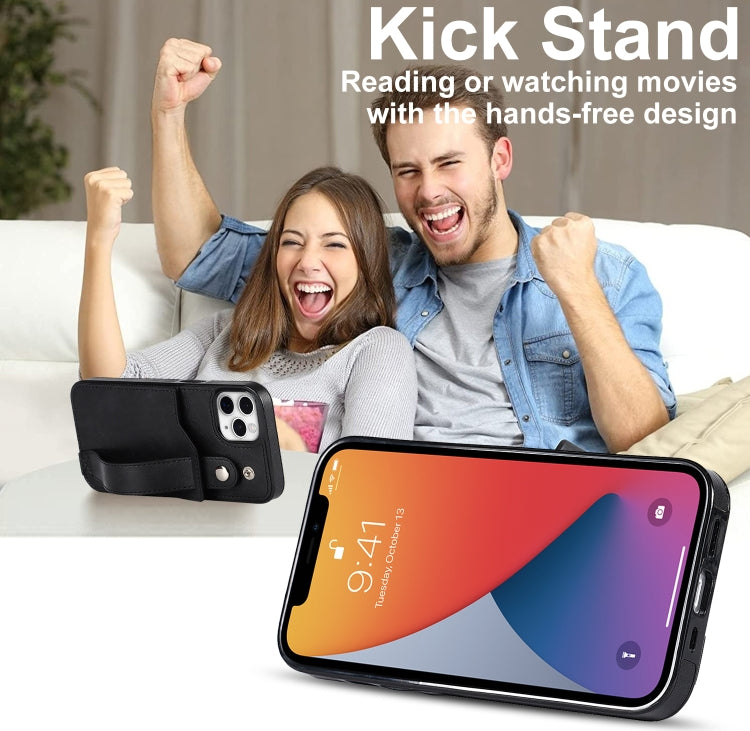 For iPhone 11 Pro Crazy Horse Texture Shockproof TPU + PU Leather Case with Card Slot & Wrist Strap Holder (Black) by buy2fix