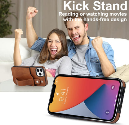 For iPhone 11 Pro Crazy Horse Texture Shockproof TPU + PU Leather Case with Card Slot & Wrist Strap Holder (Brown) by buy2fix