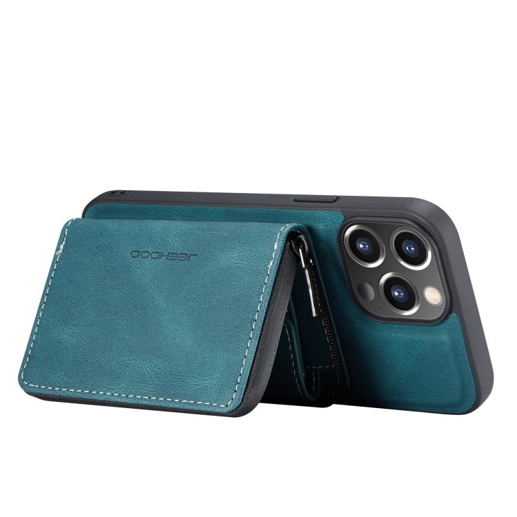 For iPhone 13 mini JEEHOOD Magnetic Zipper Horizontal Flip Leather Case with Holder & Card Slot & Wallet (Blue) - iPhone 13 mini Cases by JEEHOOD | Online Shopping UK | buy2fix