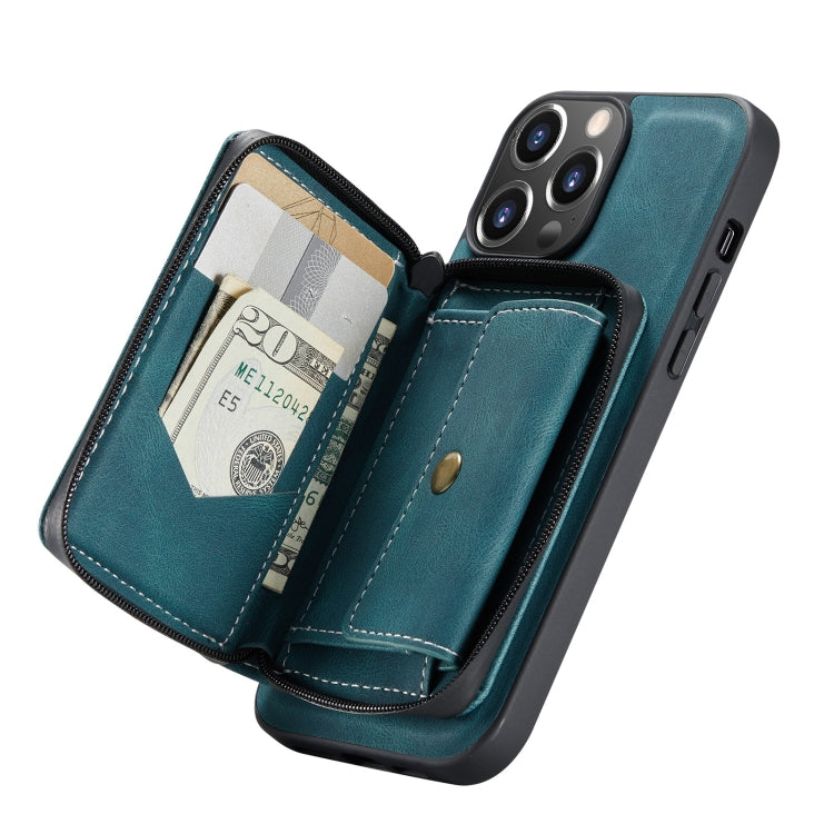For iPhone 13 mini JEEHOOD Magnetic Zipper Horizontal Flip Leather Case with Holder & Card Slot & Wallet (Blue) - iPhone 13 mini Cases by JEEHOOD | Online Shopping UK | buy2fix