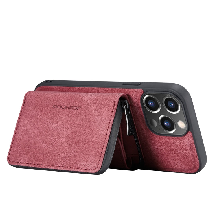 For iPhone 13 mini JEEHOOD Magnetic Zipper Horizontal Flip Leather Case with Holder & Card Slot & Wallet (Red) - iPhone 13 mini Cases by JEEHOOD | Online Shopping UK | buy2fix