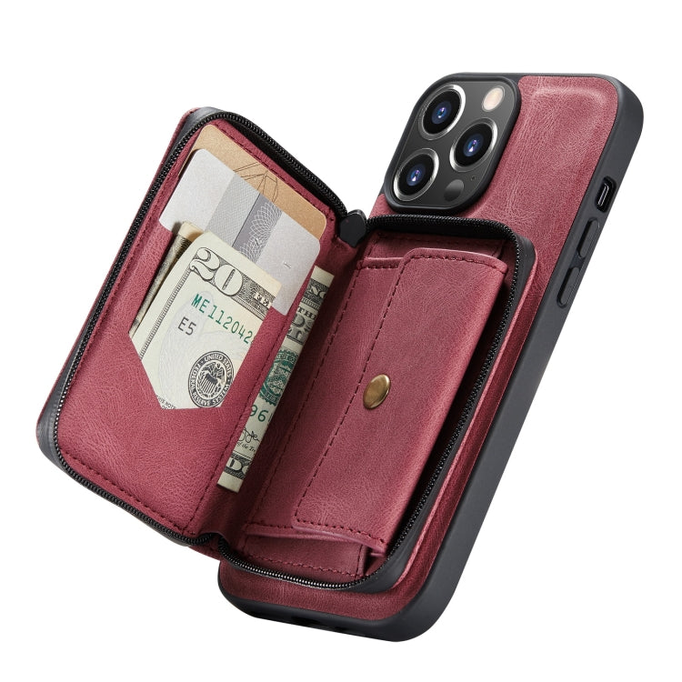 For iPhone 13 mini JEEHOOD Magnetic Zipper Horizontal Flip Leather Case with Holder & Card Slot & Wallet (Red) - iPhone 13 mini Cases by JEEHOOD | Online Shopping UK | buy2fix