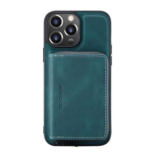 For iPhone 13 JEEHOOD Magnetic Zipper Horizontal Flip Leather Case with Holder & Card Slot & Wallet(Blue) - iPhone 13 Cases by JEEHOOD | Online Shopping UK | buy2fix