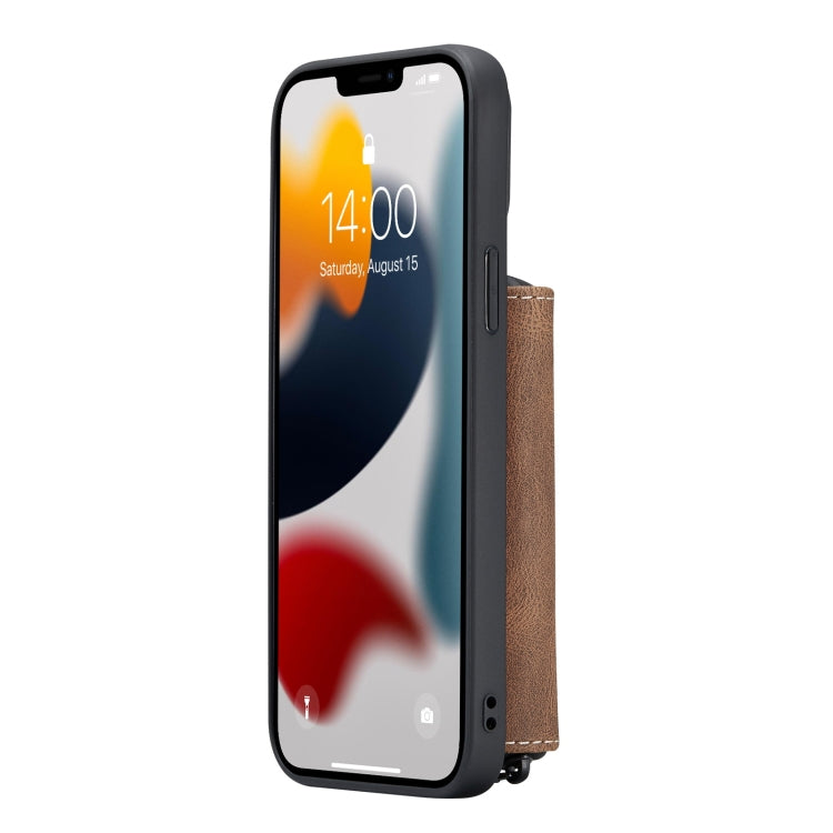 For iPhone 13 JEEHOOD Magnetic Zipper Horizontal Flip Leather Case with Holder & Card Slot & Wallet(Brown) - iPhone 13 Cases by JEEHOOD | Online Shopping UK | buy2fix