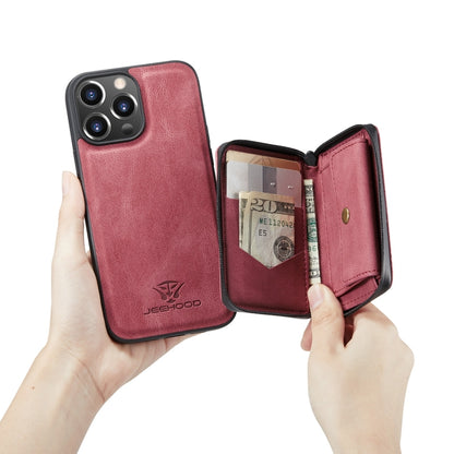 For iPhone 13 JEEHOOD Magnetic Zipper Horizontal Flip Leather Case with Holder & Card Slot & Wallet(Red) - iPhone 13 Cases by JEEHOOD | Online Shopping UK | buy2fix