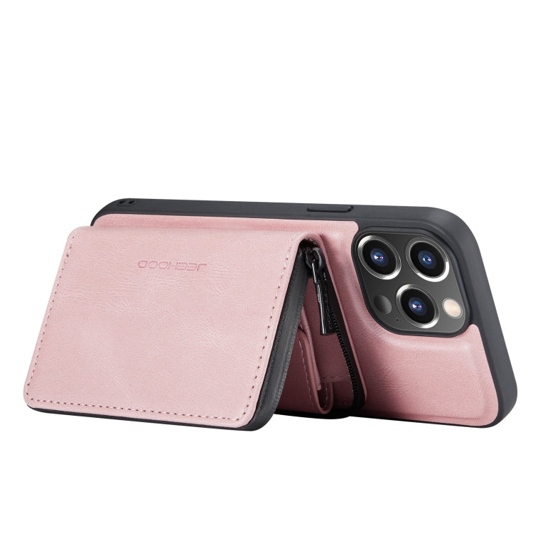 For iPhone 13 Pro Max JEEHOOD Magnetic Zipper Horizontal Flip Leather Case with Holder & Card Slot & Wallet (Pink) - iPhone 13 Pro Max Cases by JEEHOOD | Online Shopping UK | buy2fix