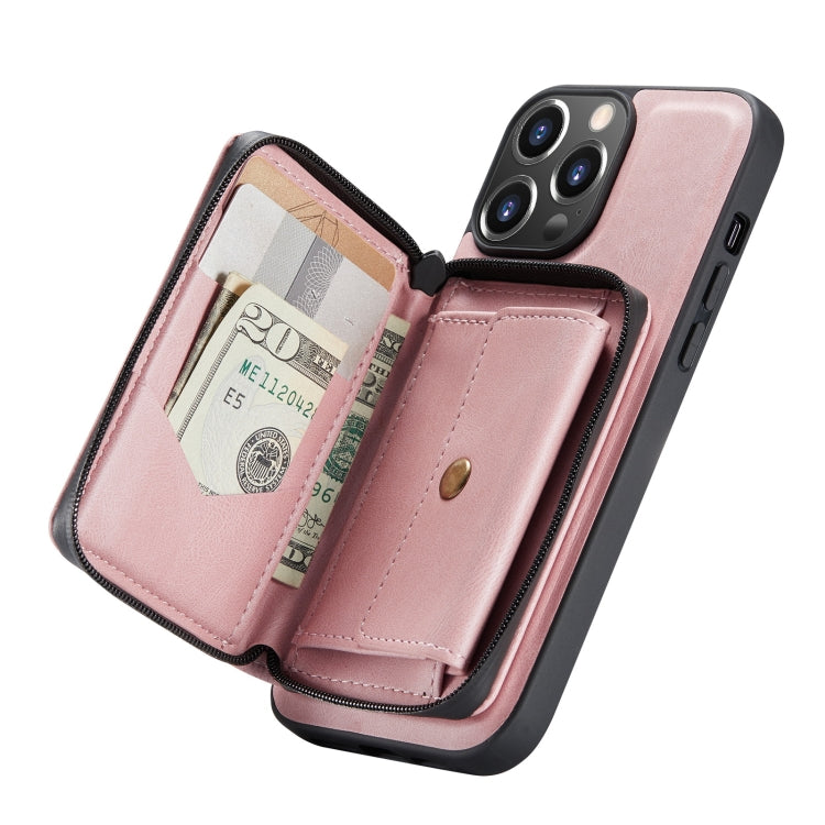 For iPhone 13 Pro Max JEEHOOD Magnetic Zipper Horizontal Flip Leather Case with Holder & Card Slot & Wallet (Pink) - iPhone 13 Pro Max Cases by JEEHOOD | Online Shopping UK | buy2fix