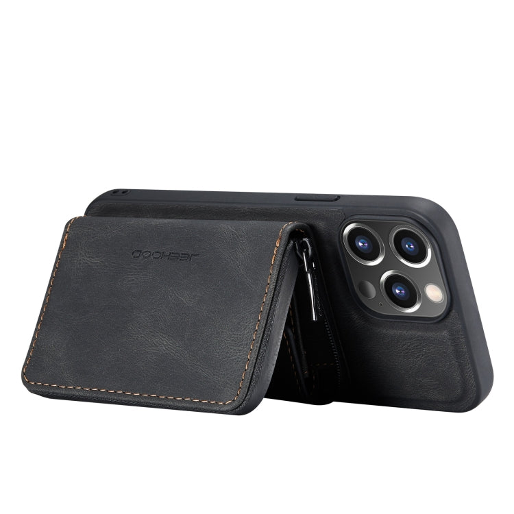 For iPhone 13 Pro Max JEEHOOD Magnetic Zipper Horizontal Flip Leather Case with Holder & Card Slot & Wallet (Black) - iPhone 13 Pro Max Cases by JEEHOOD | Online Shopping UK | buy2fix