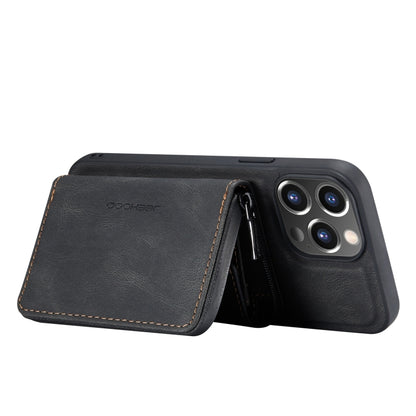 For iPhone 13 Pro Max JEEHOOD Magnetic Zipper Horizontal Flip Leather Case with Holder & Card Slot & Wallet (Black) - iPhone 13 Pro Max Cases by JEEHOOD | Online Shopping UK | buy2fix