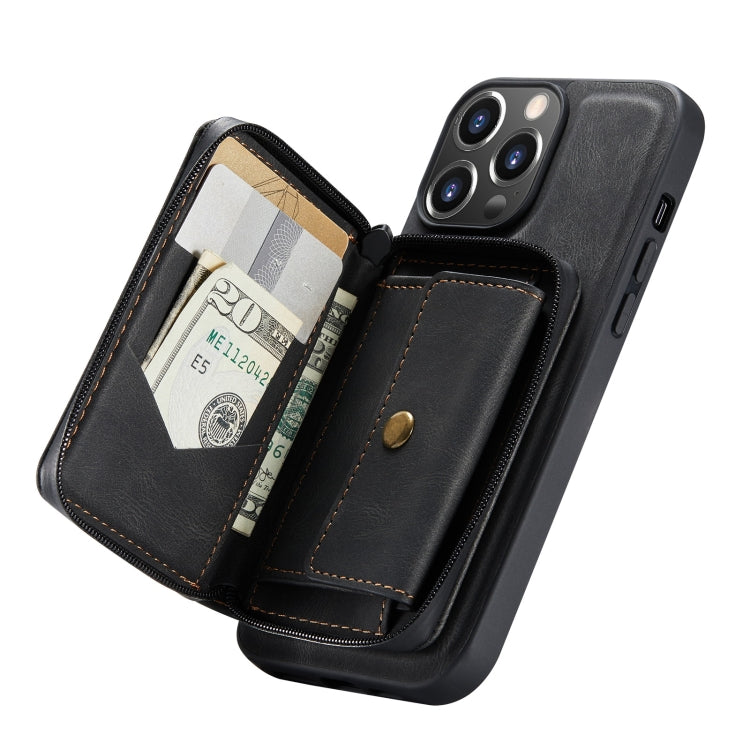 For iPhone 13 Pro Max JEEHOOD Magnetic Zipper Horizontal Flip Leather Case with Holder & Card Slot & Wallet (Black) - iPhone 13 Pro Max Cases by JEEHOOD | Online Shopping UK | buy2fix