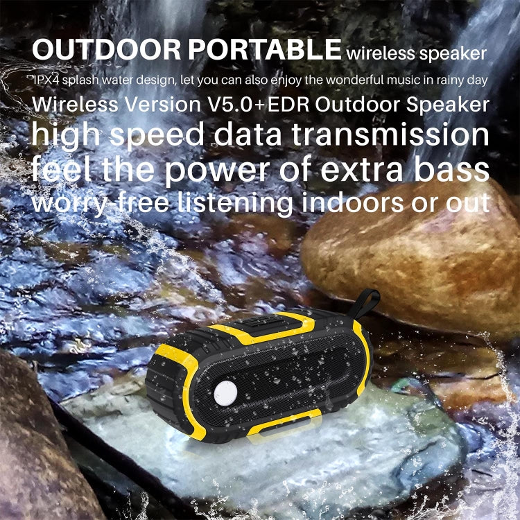 NewRixing NR-5016 Outdoor Splash-proof Water Bluetooth Speaker, Support Hands-free Call / TF Card / FM / U Disk(Yellow) - Desktop Speaker by NewRixing | Online Shopping UK | buy2fix