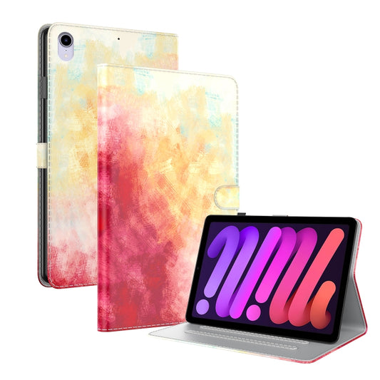 For iPad mini 2024 / mini 6 Watercolor Pattern Skin Feel Magnetic Horizontal Flip PU Leather Tablet Case with Holder & Card Slots & Photo Frame(Spring Cherry) - iPad mini 6 Cases by buy2fix | Online Shopping UK | buy2fix