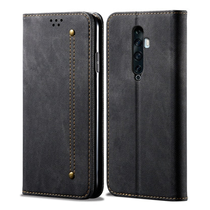 For OPPO Reno 2 Denim Texture Casual Style Horizontal Flip Leather Case with Holder & Card Slots & Wallet(Black) by buy2fix