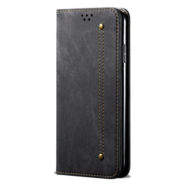 For OPPO Reno 2 Denim Texture Casual Style Horizontal Flip Leather Case with Holder & Card Slots & Wallet(Black) by buy2fix