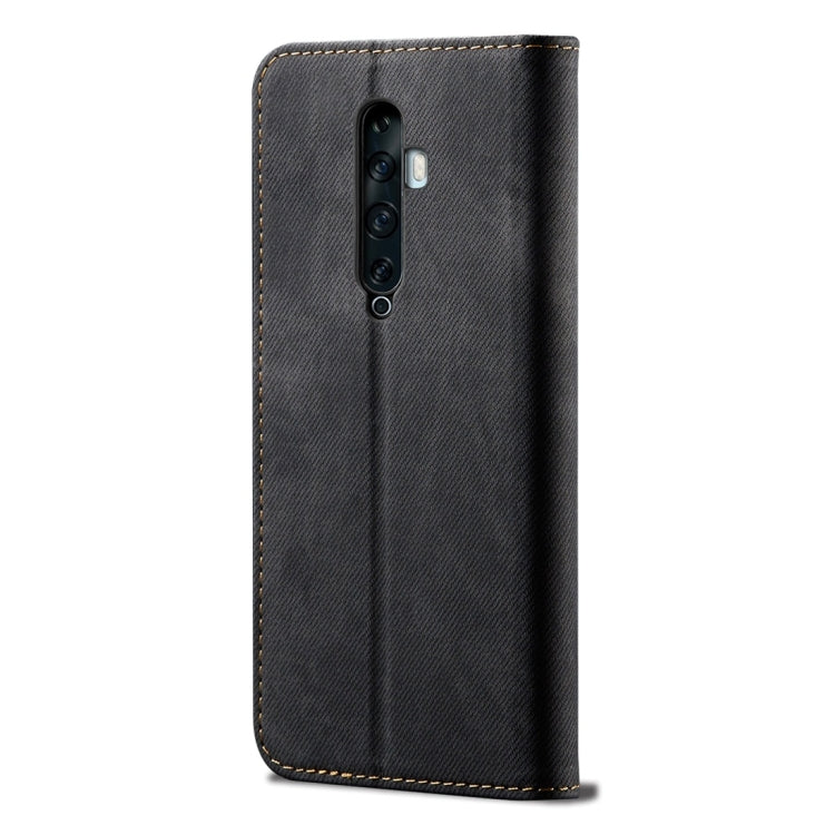 For OPPO Reno 2 Denim Texture Casual Style Horizontal Flip Leather Case with Holder & Card Slots & Wallet(Black) by buy2fix