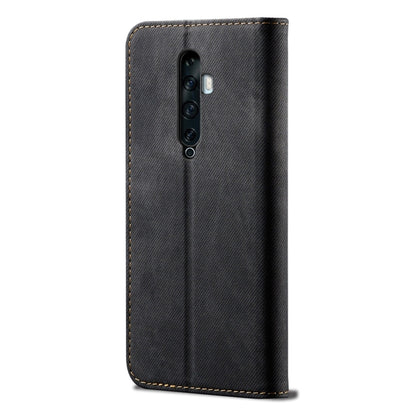 For OPPO Reno 2 Denim Texture Casual Style Horizontal Flip Leather Case with Holder & Card Slots & Wallet(Black) by buy2fix