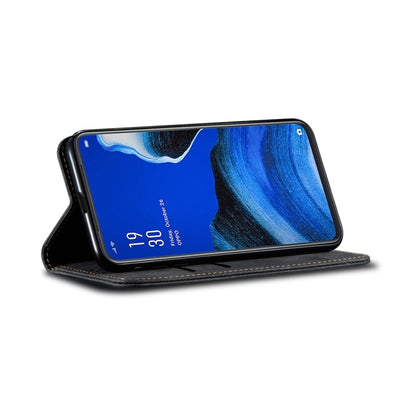 For OPPO Reno 2 Denim Texture Casual Style Horizontal Flip Leather Case with Holder & Card Slots & Wallet(Black) by buy2fix