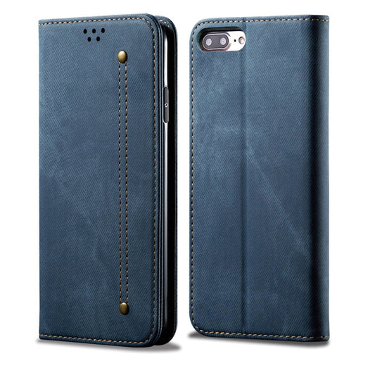 For iPhone 7 Plus / 8 Plus Denim Texture Casual Style Horizontal Flip Leather Case with Holder & Card Slots & Wallet(Blue) by buy2fix