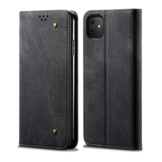 For iPhone 11 Denim Texture Casual Style Horizontal Flip Leather Case with Holder & Card Slots & Wallet(Black) by buy2fix